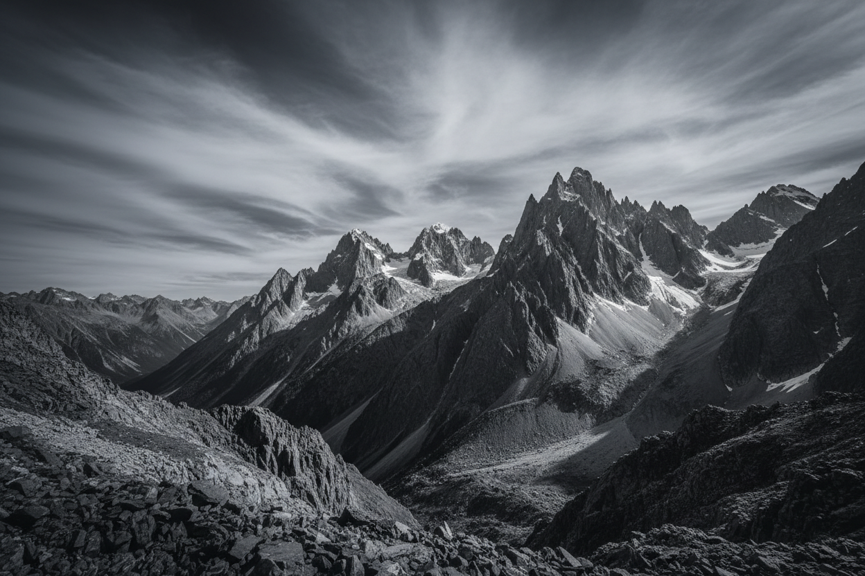 Montagnes noires, pas de teinte verte, image pour bannière 